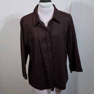 EUC Old Navy Brown Linen 3/4 Sleeve Top XL